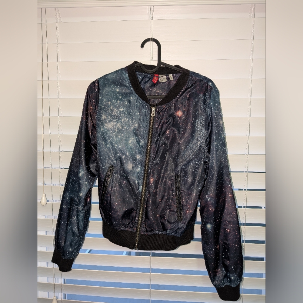 Ladies Galaxy Print Bomber Jacket
